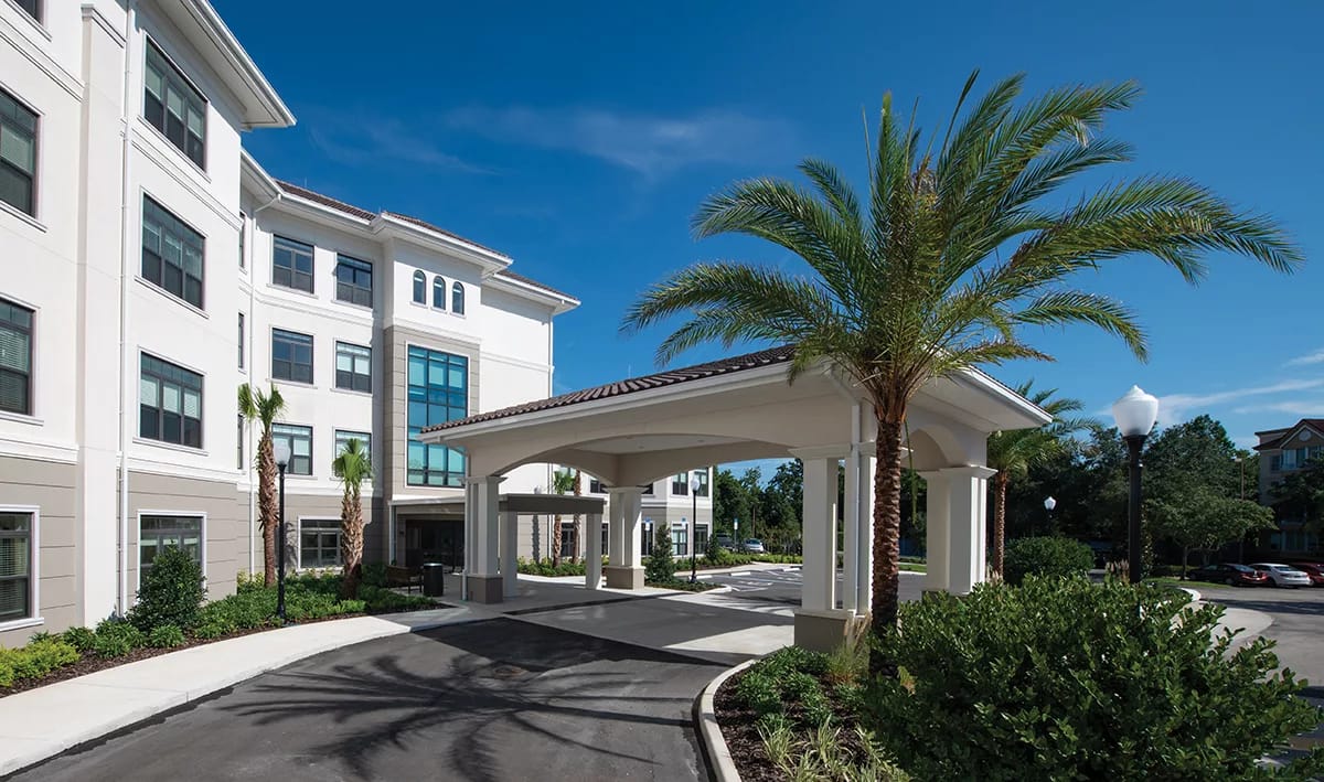Exterior view of the assisted living facility entrance