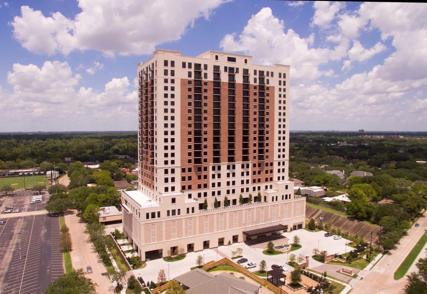Aerial view of The Tradition – Woodway building