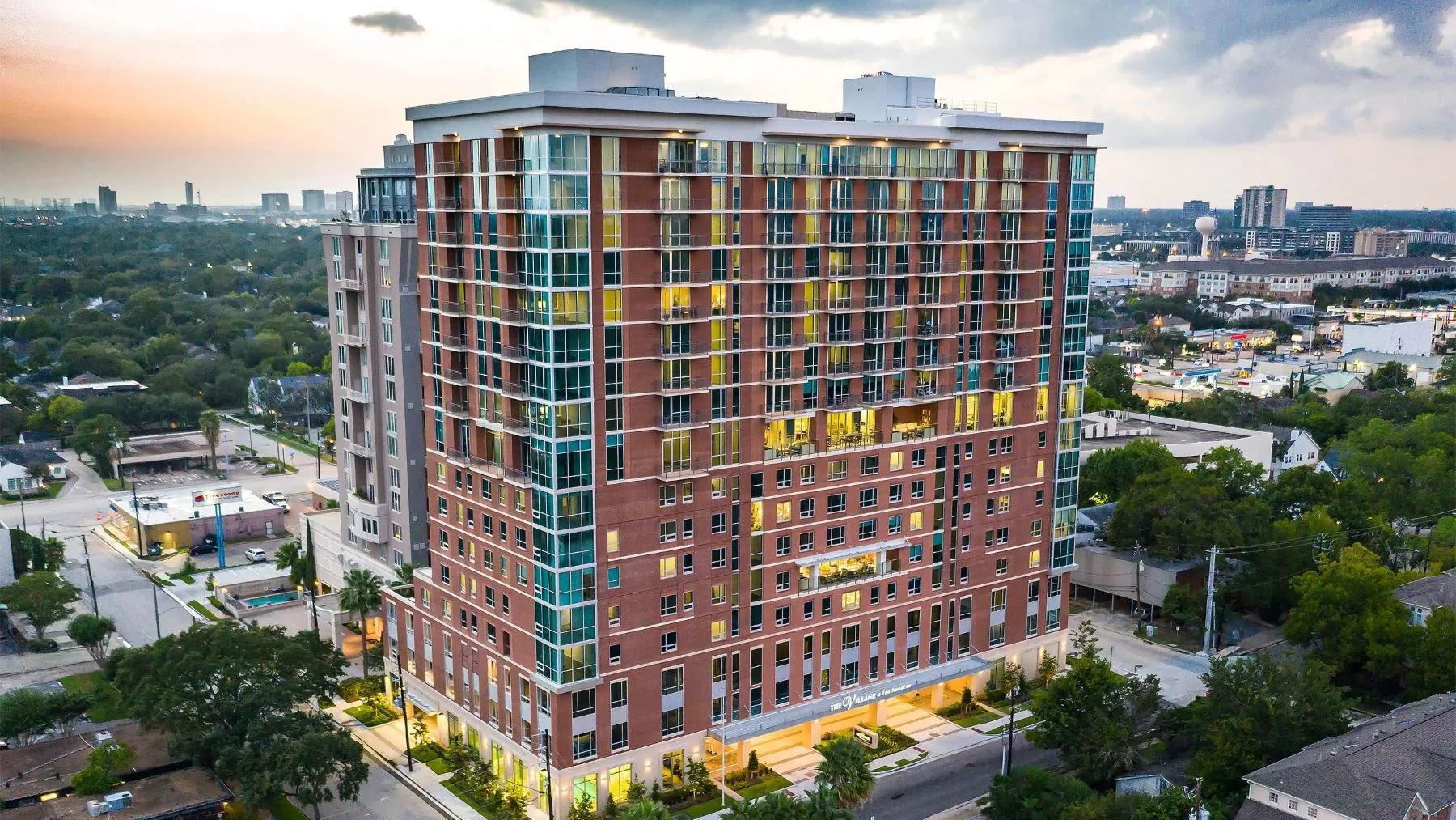 Aerial view of a large senior living facility building