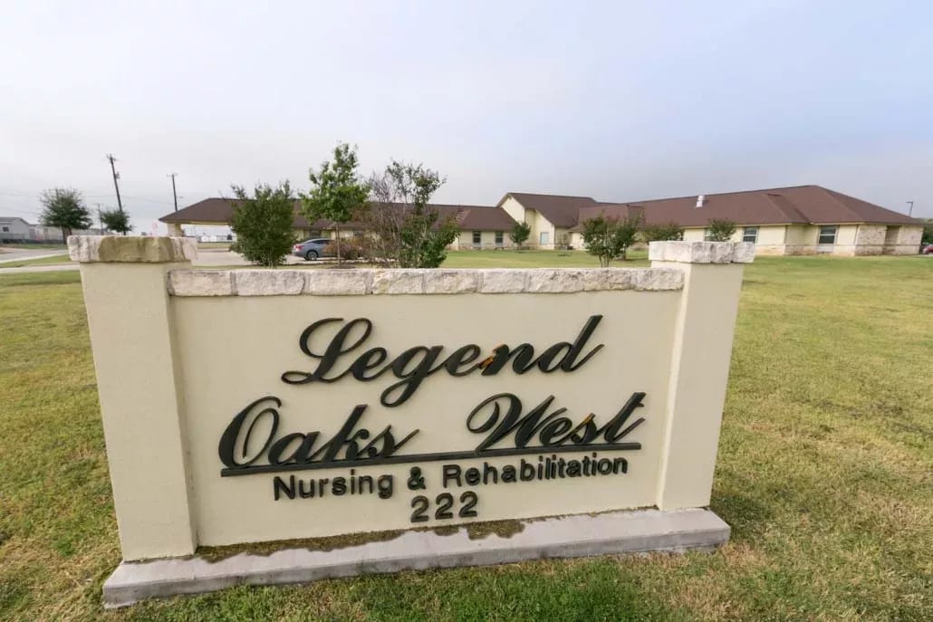 Exterior sign of Legend Oaks West Nursing and Rehabilitation