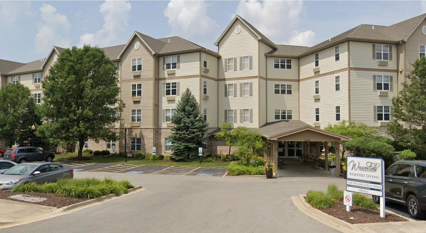 Exterior view of Willow Falls Senior Living facility