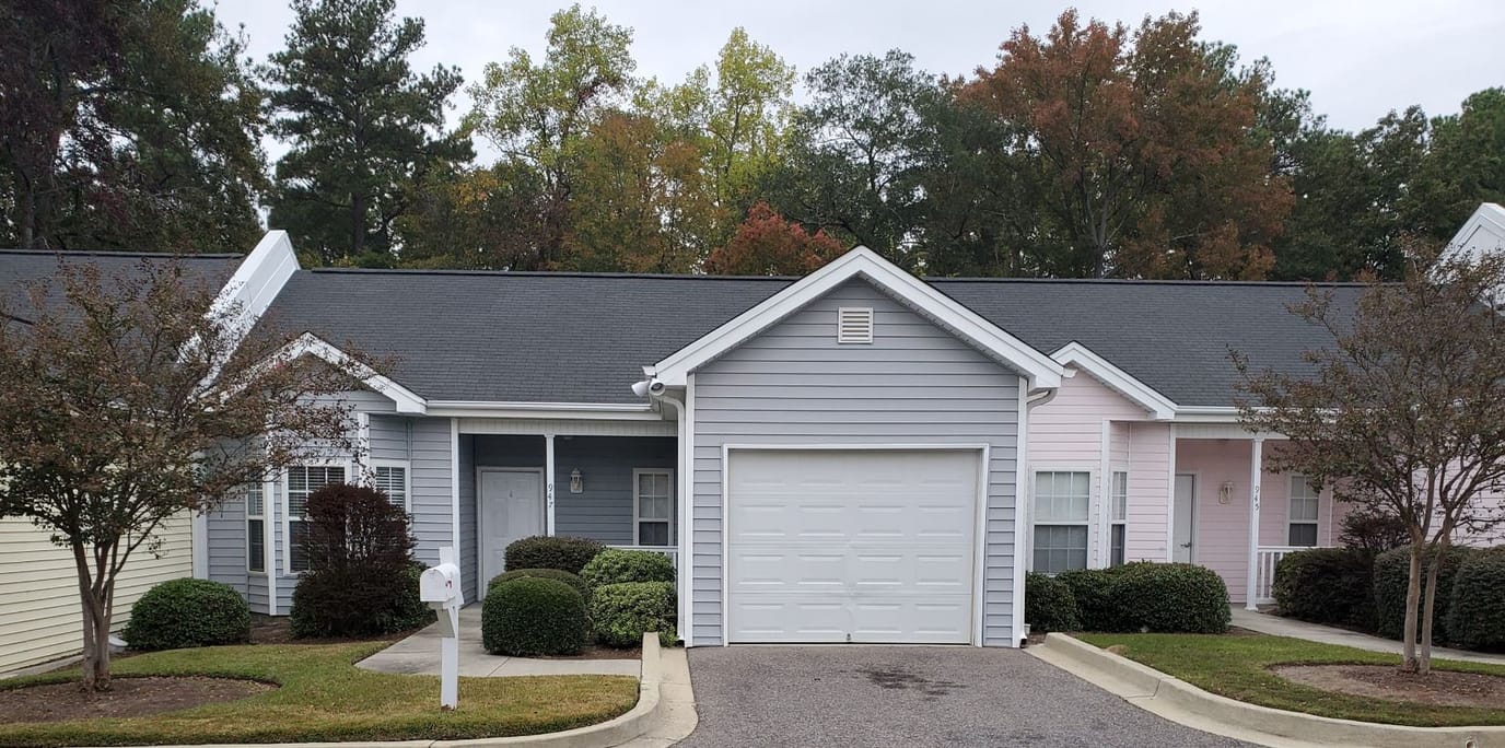Exterior view of residential units at assisted living facility