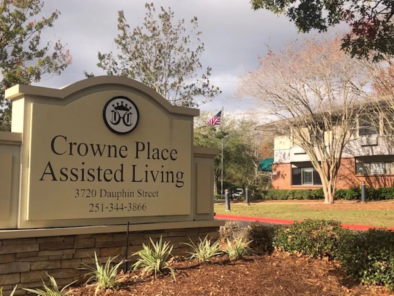 Exterior sign of Crowne Place Assisted Living facility