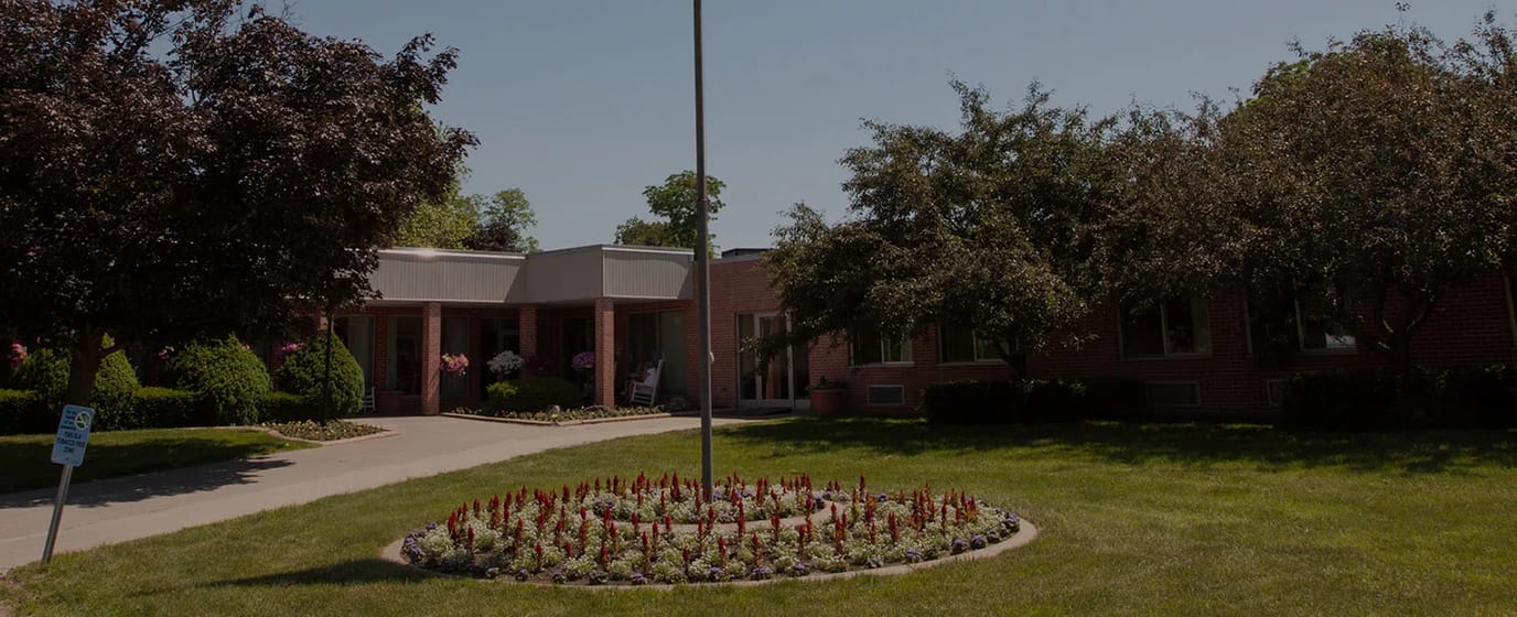 Exterior view of Leroy Village Green with landscaped garden