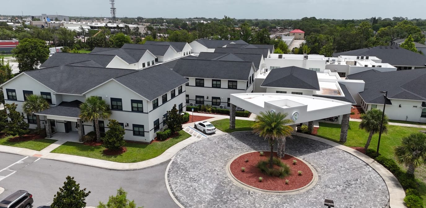Aerial view of the Strive At Fern Park entrance and surrounding facilities