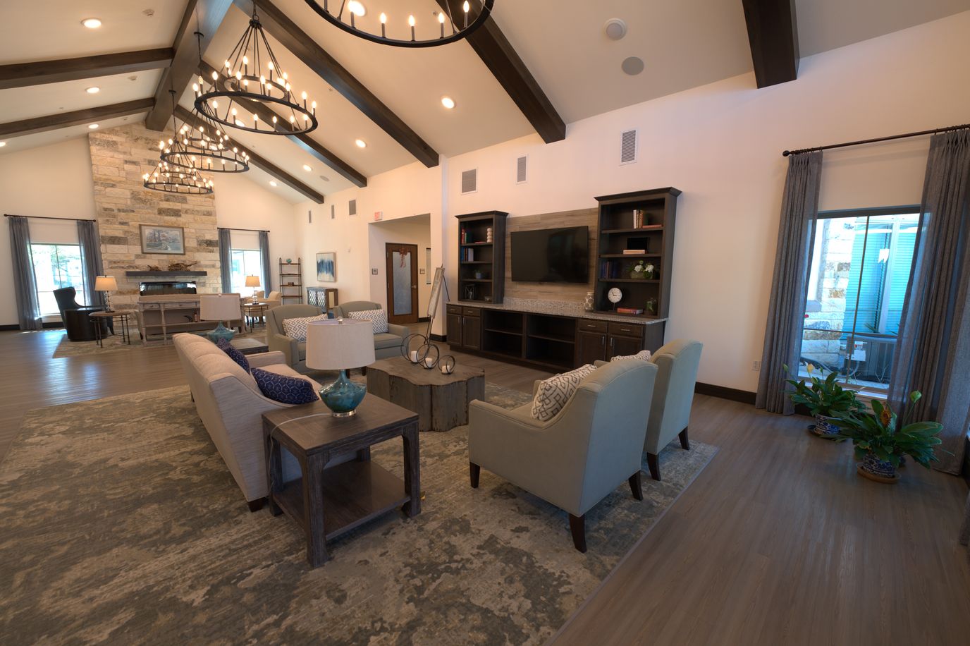Comfortable common area with modern furnishings