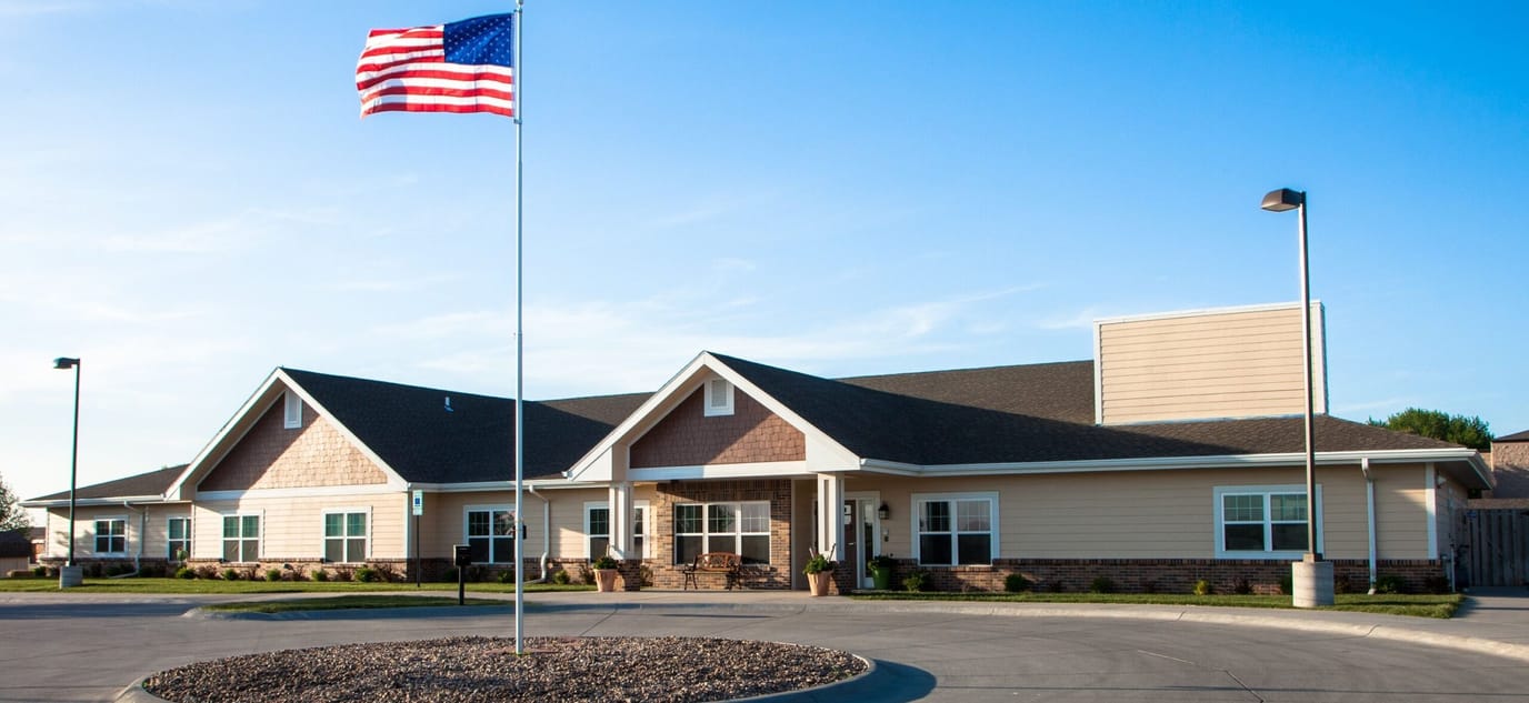 Exterior view of the Providence Place building with American flag
