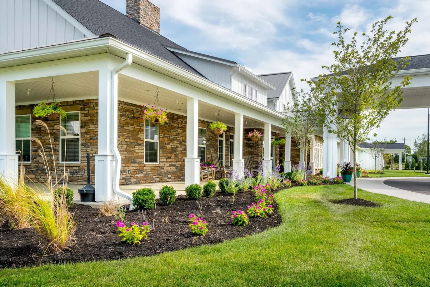 Exterior view of the facility with landscaped garden