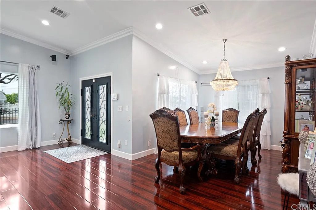 Elegant dining area with a large table