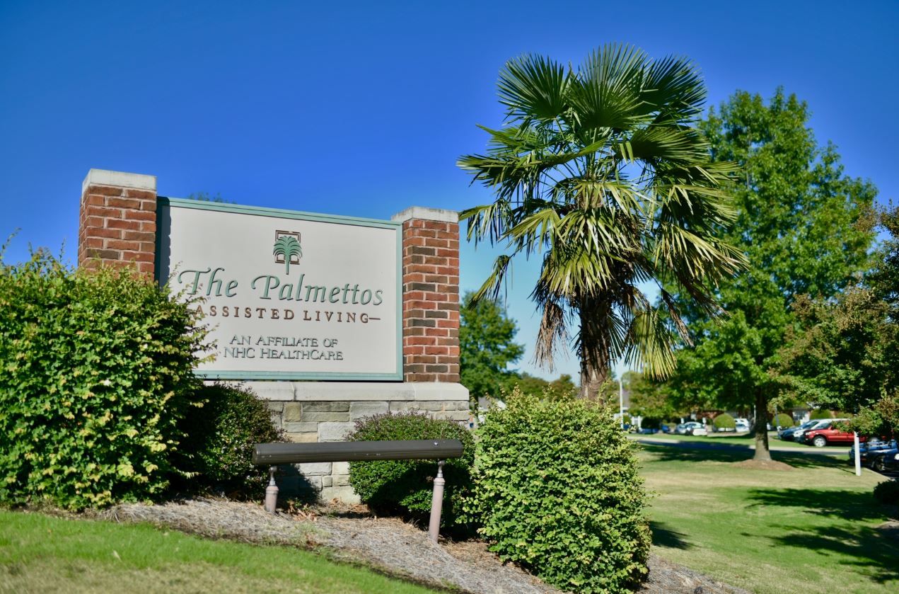 Signage of The Palmettos assisted living facility