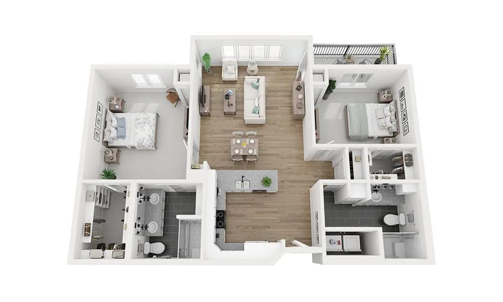 Architectural floor plan of a resident unit