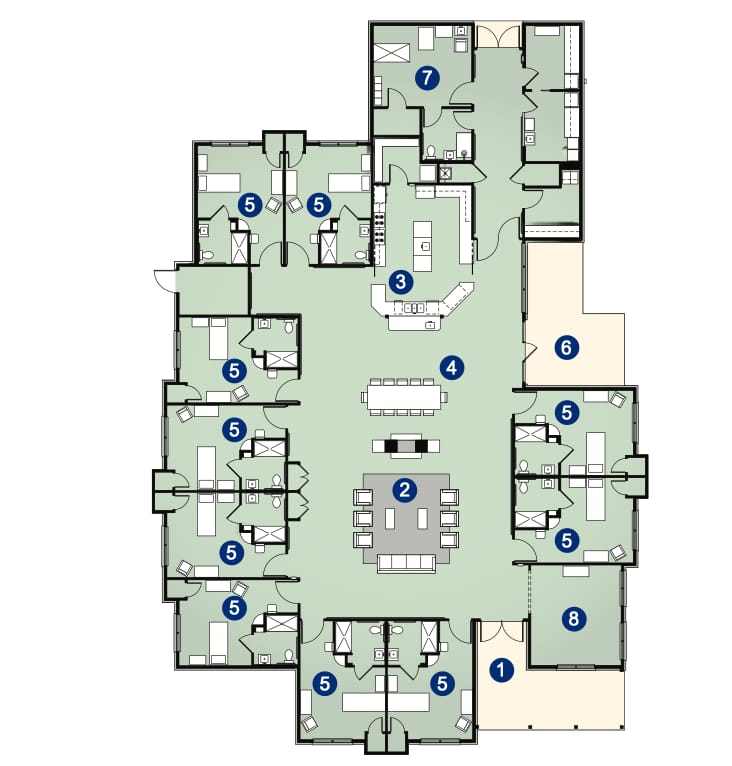Architectural floor plan of the facility layout