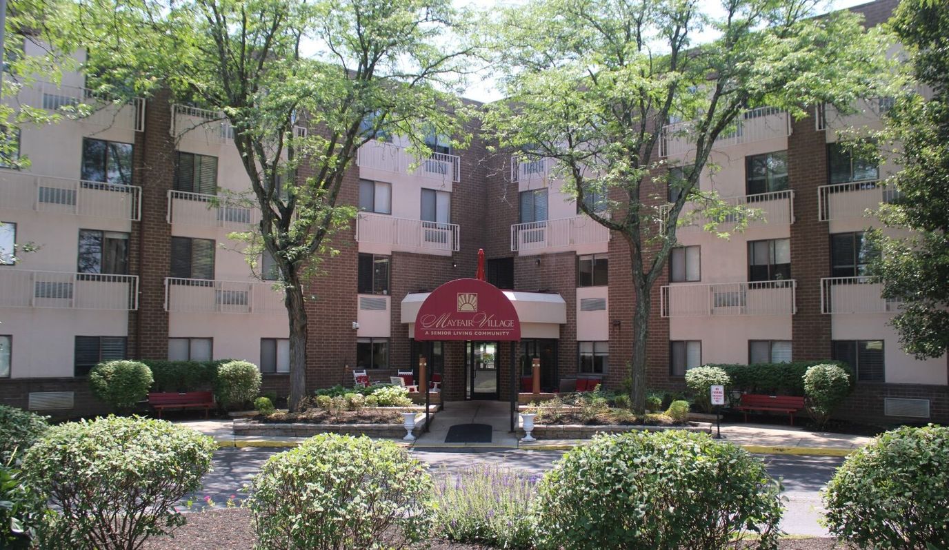 Exterior view of Mayfair Village Retirement Center