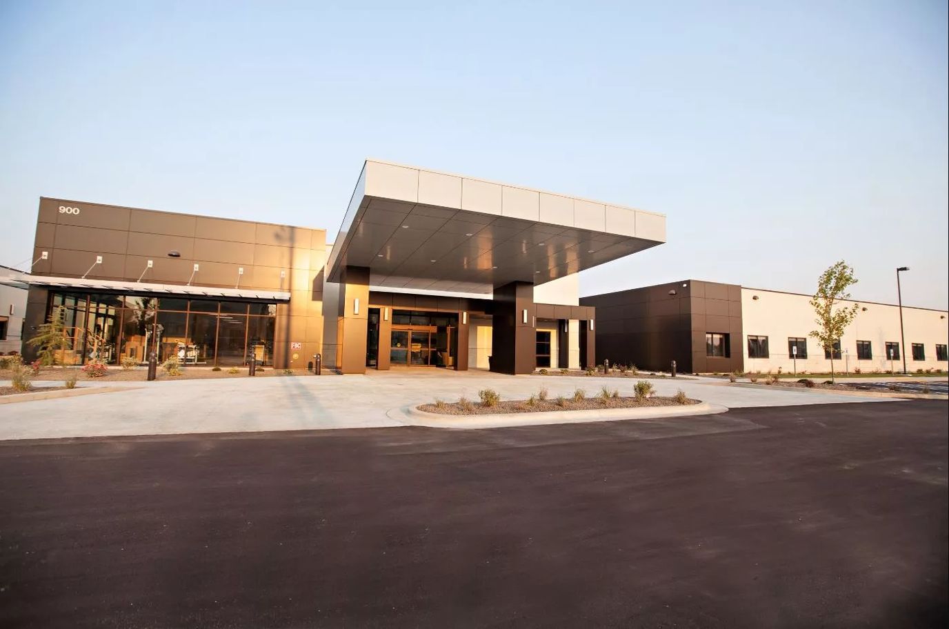 Modern assisted living facility entrance