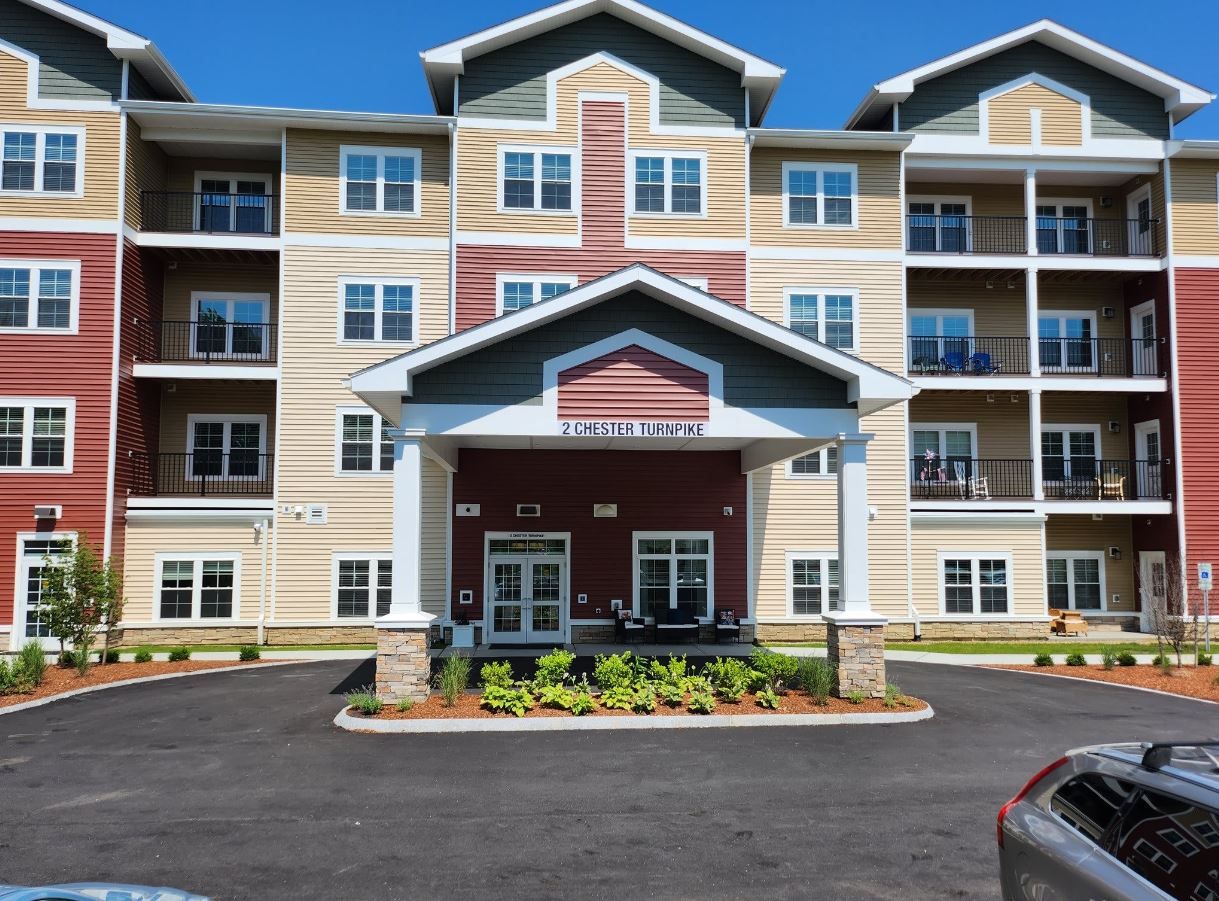 Building exterior of Hillsbrook Village assisted living facility