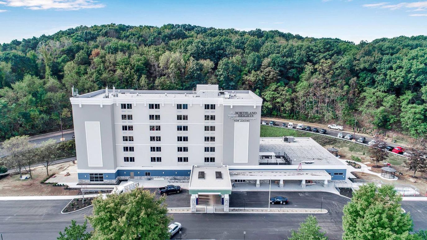 Aerial view of Northland Heights assisted living facility