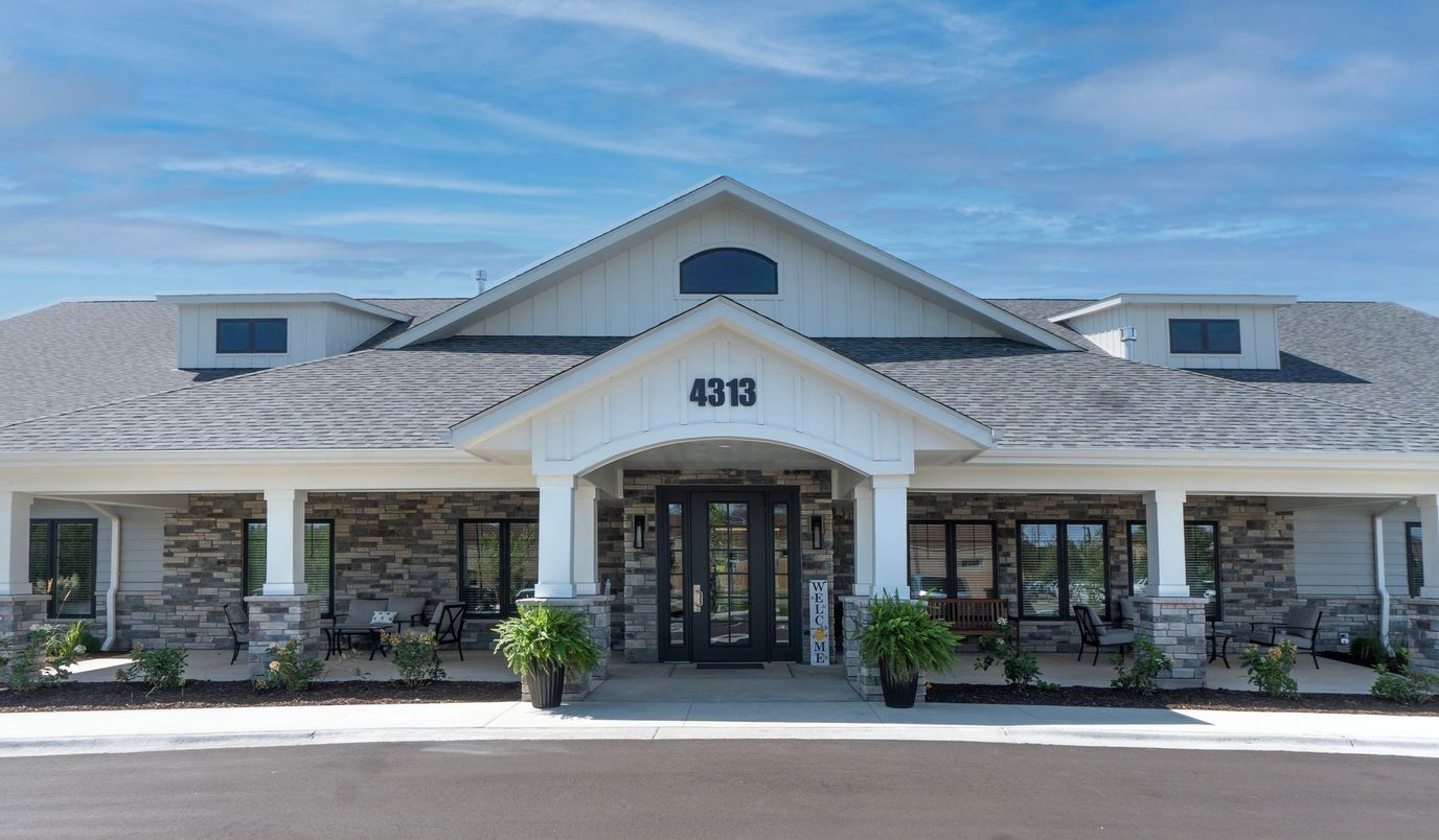Exterior view of Northwoods Memory Care Suites entrance