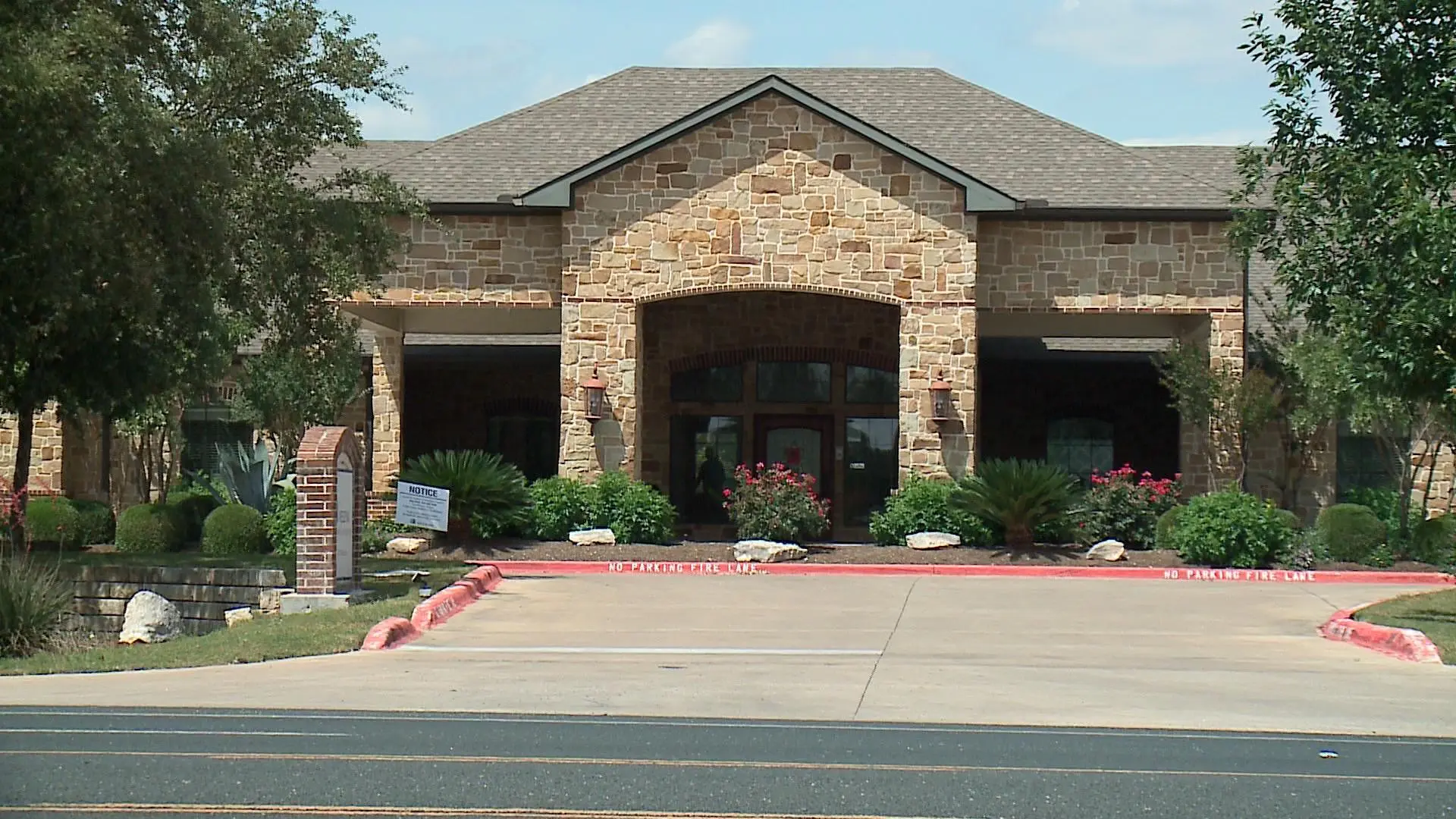 Exterior view of a senior living facility entrance