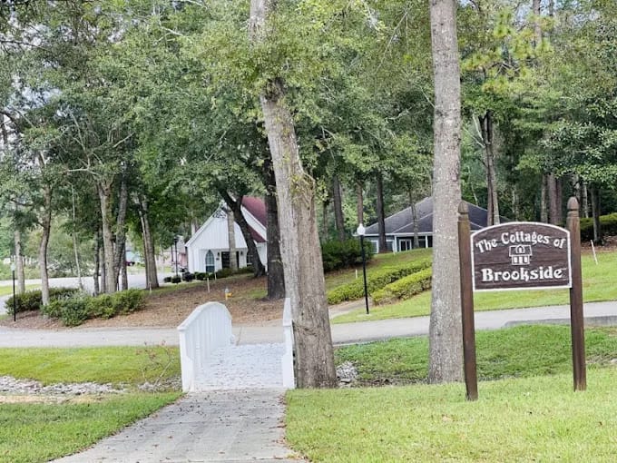 Pathway leading to a senior living community entrance