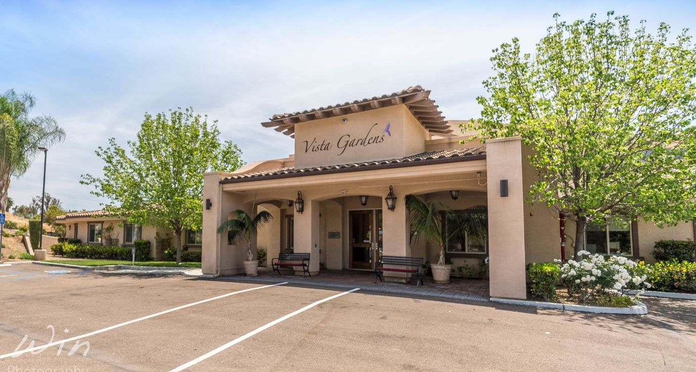Exterior view of Vista Gardens Memory Care facility