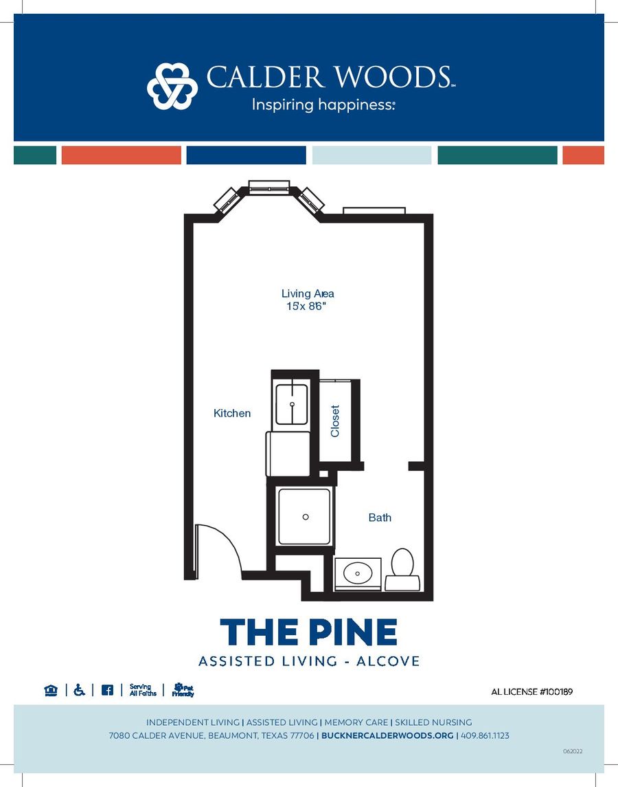 Floor plan of an assisted living alcove room