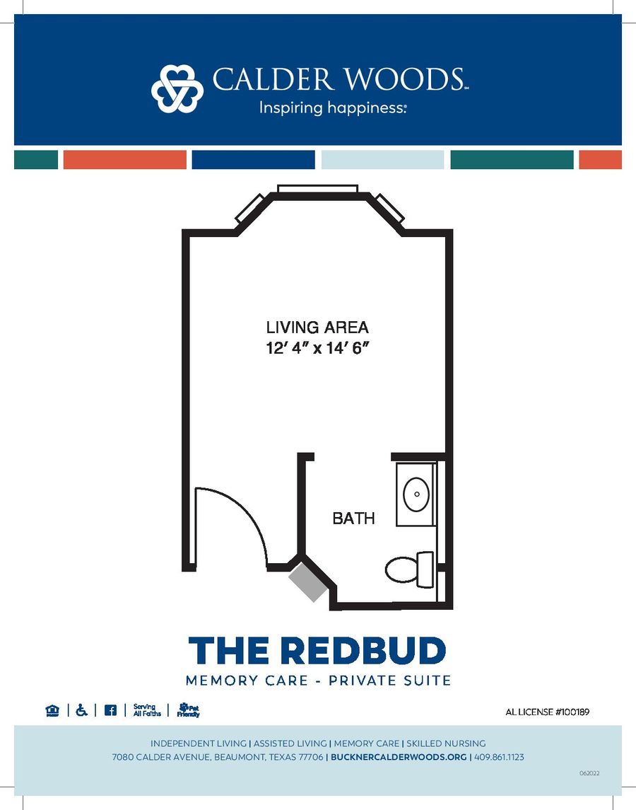 Floor plan of private suite at Calder Woods