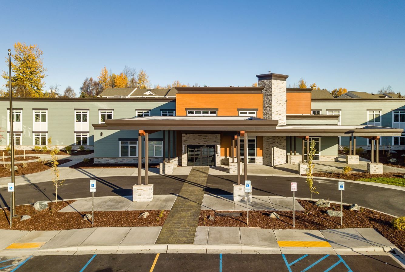 Front entrance of Aspen Creek Senior Living facility