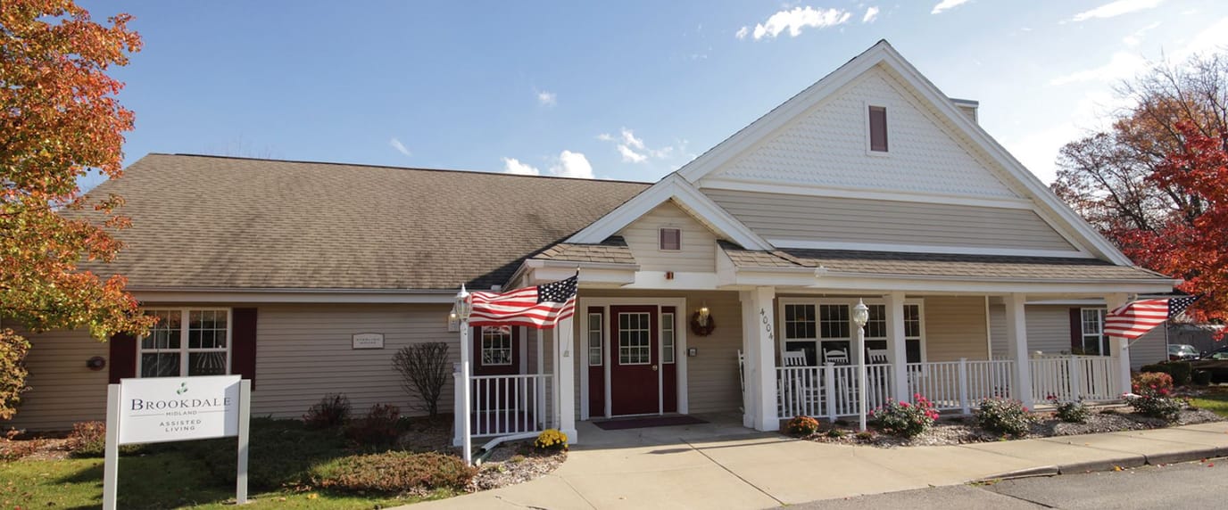 Exterior view of Brookdale Midland assisted living facility