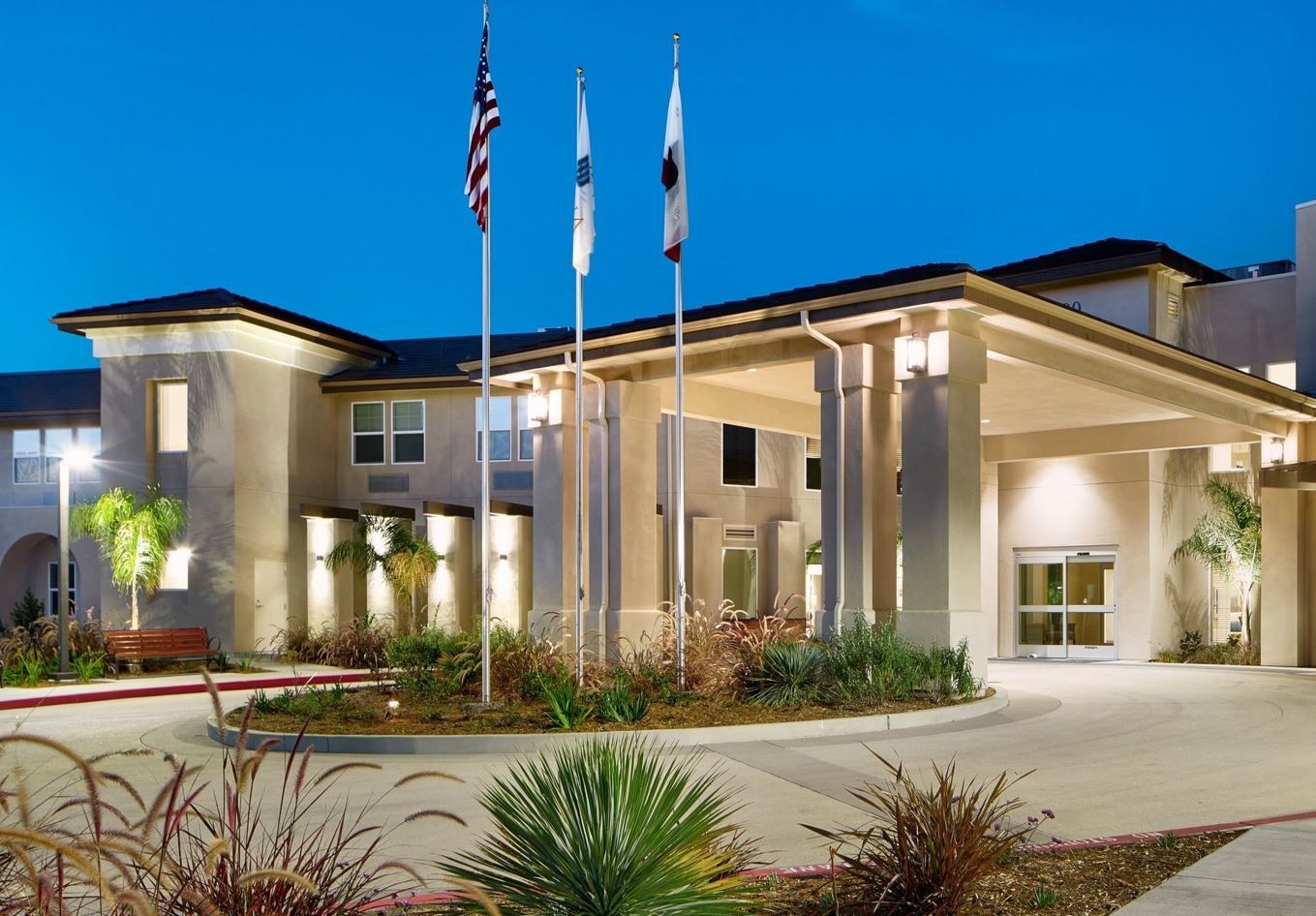Exterior view of Ivy Park at Otay Ranch at dusk