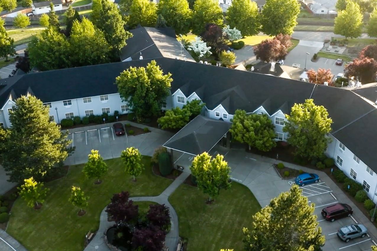 Aerial view of the Mennonite Village Quail Run facility grounds