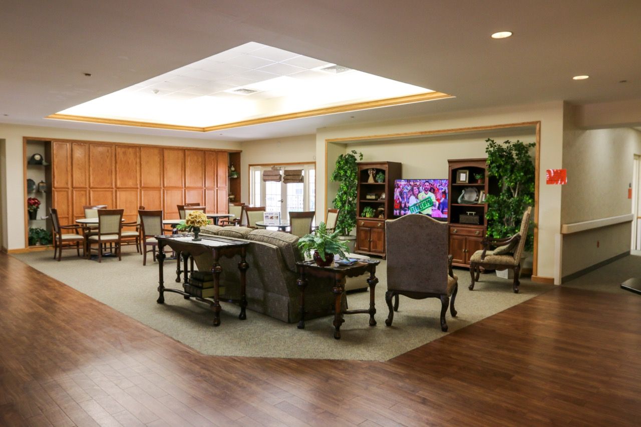 Cozy common area with seating and a television