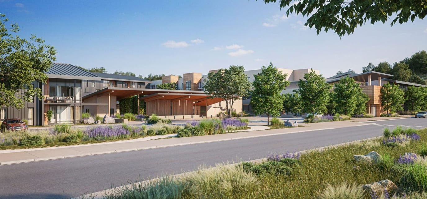 Exterior view of Enso Village with landscaped gardens
