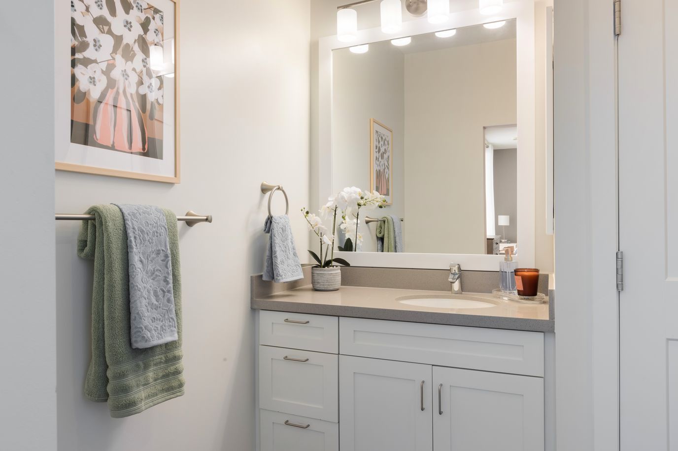 Modern bathroom interior with decorative elements