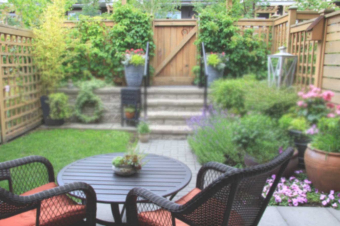Serene outdoor garden space with seating.