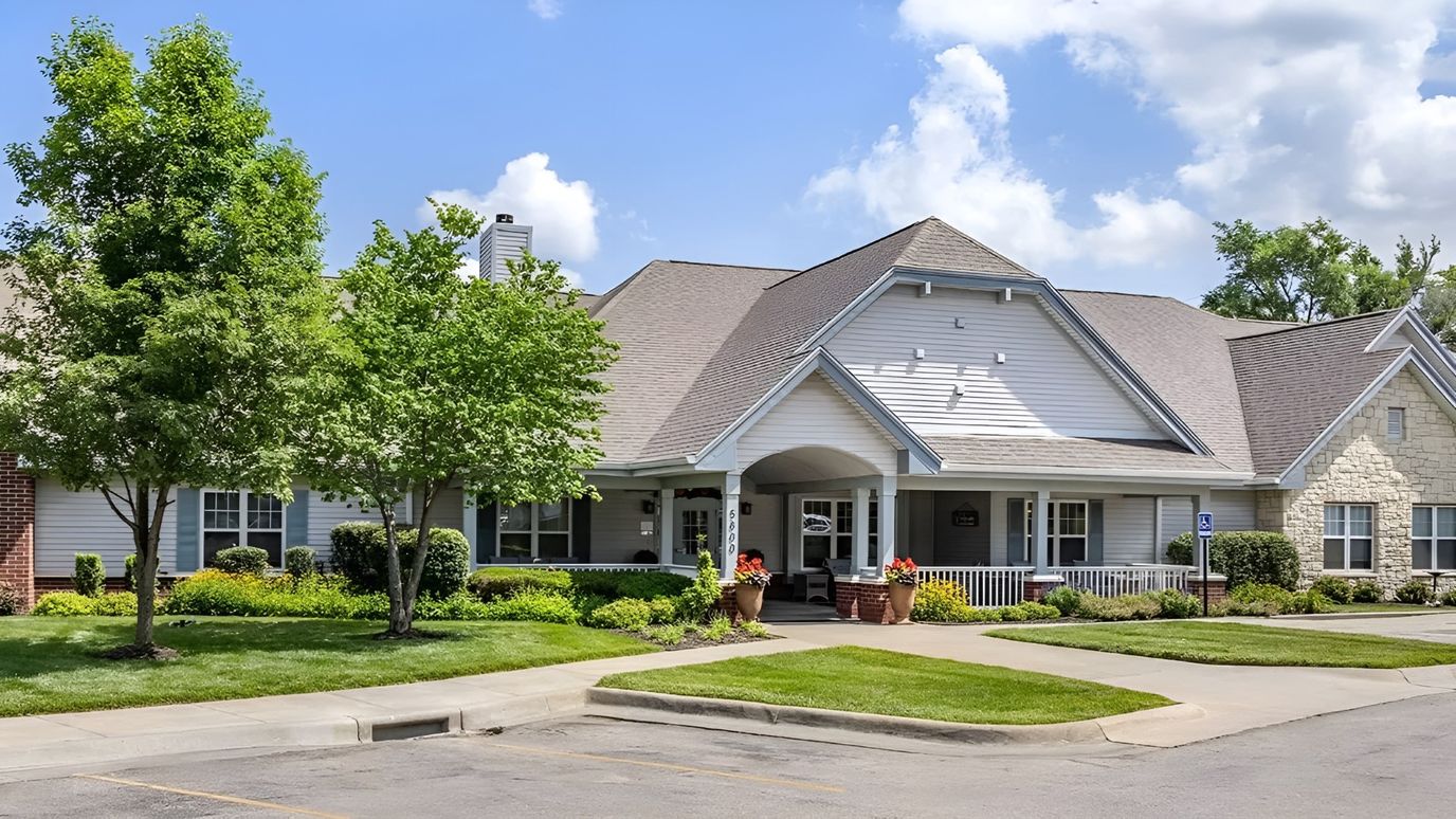Exterior view of Brookdale Topeka with landscaped area