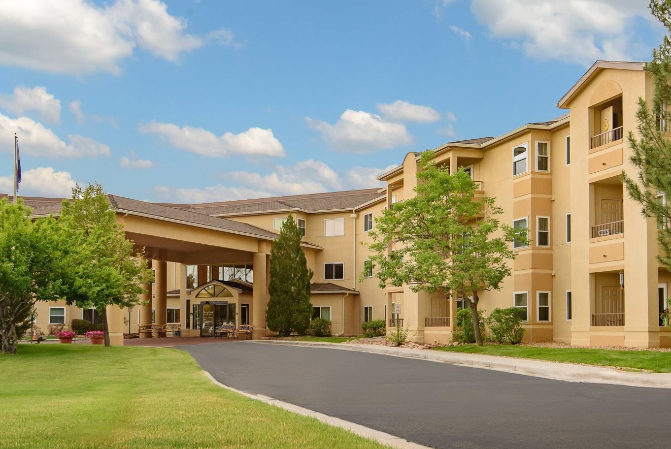 Exterior view of Cherry Creek Retirement Village entrance