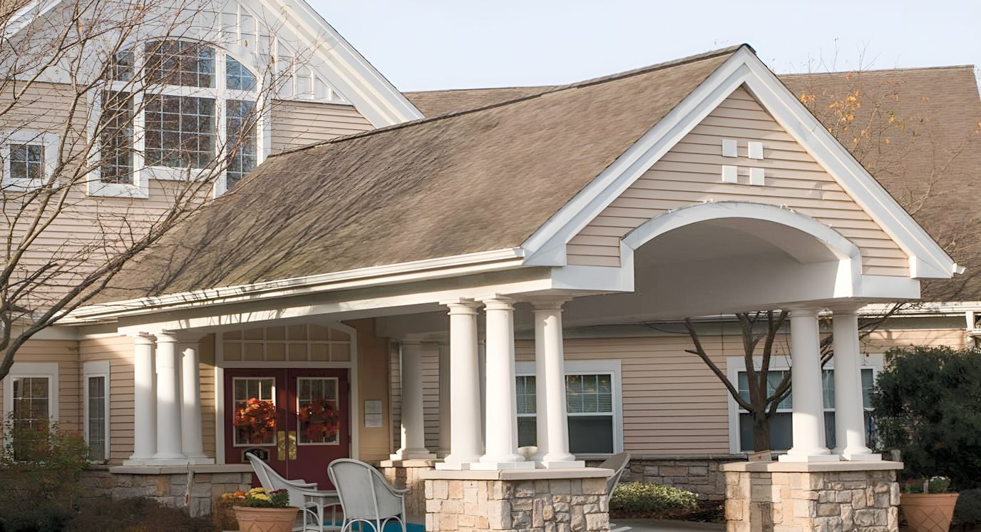 Exterior view of a senior living facility entrance