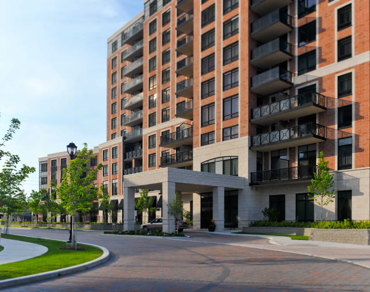 Facade of a modern assisted living facility