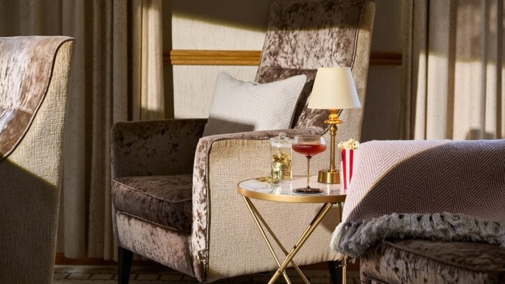 Hallmark Admiral Court, memory care — Cozy living room corner with drinks and snacks