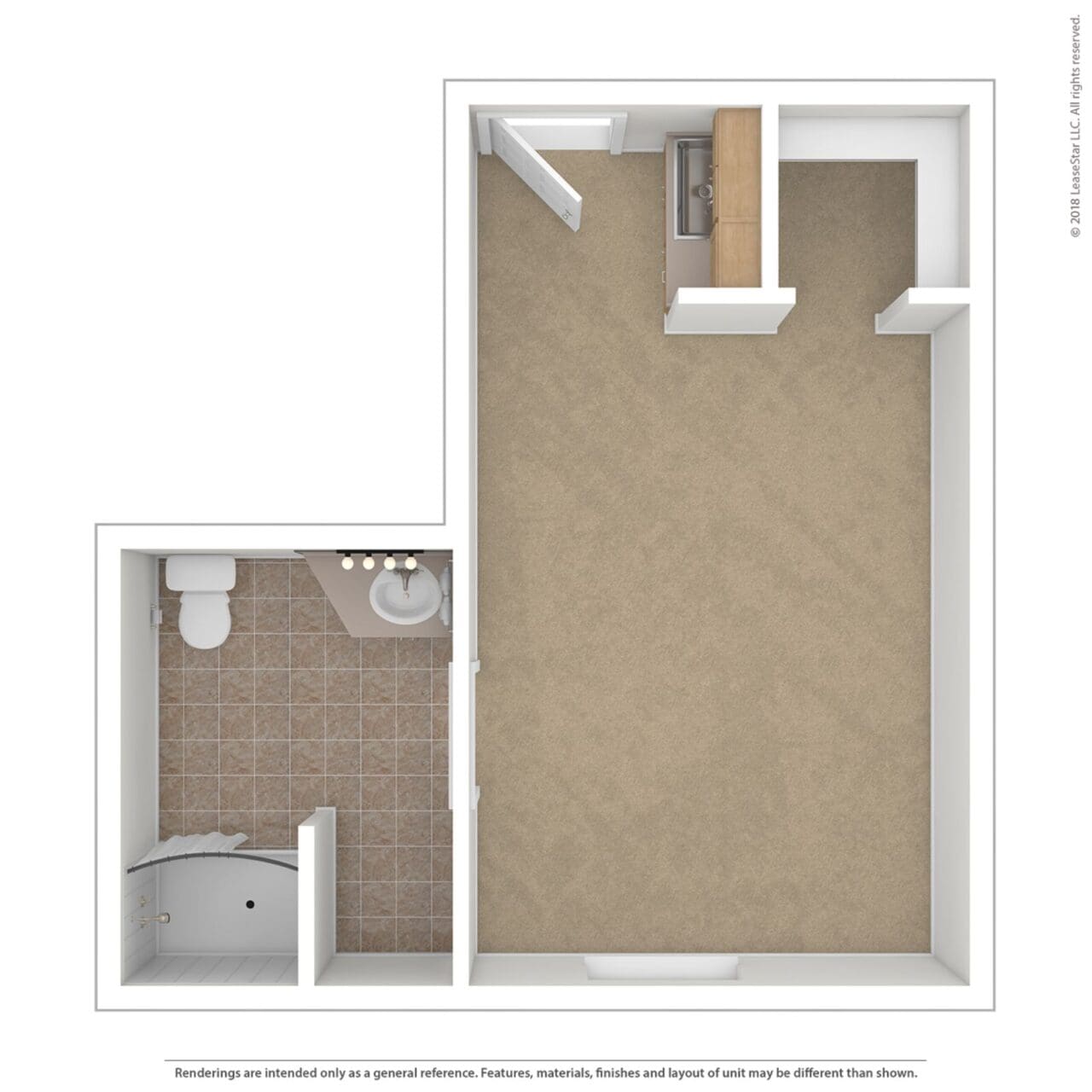 Architectural floor plan of a resident unit
