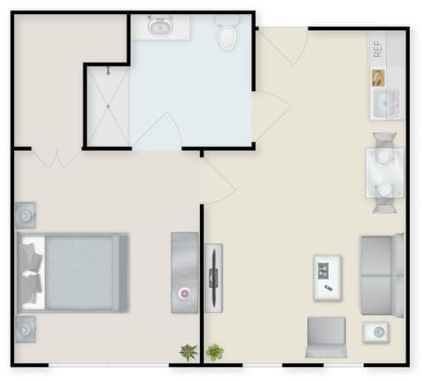 Architectural floor plan of a resident unit