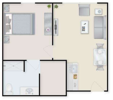 Architectural floor plan of a resident unit