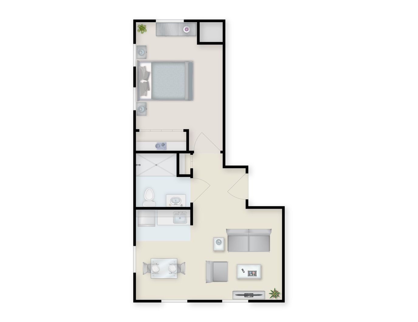 Architectural floor plan of a resident unit