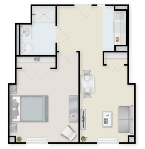 Architectural floor plan of a living unit