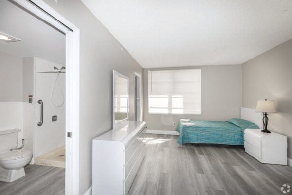 Bright interior of a private resident room