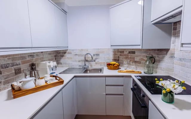 Modern kitchen with appliances and decor