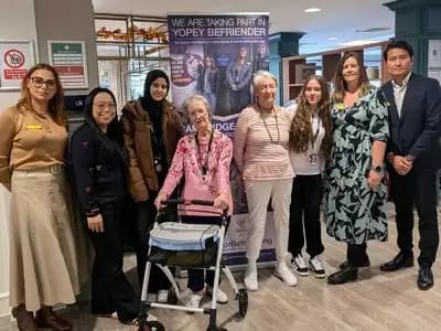 Residents and staff participating in an event.