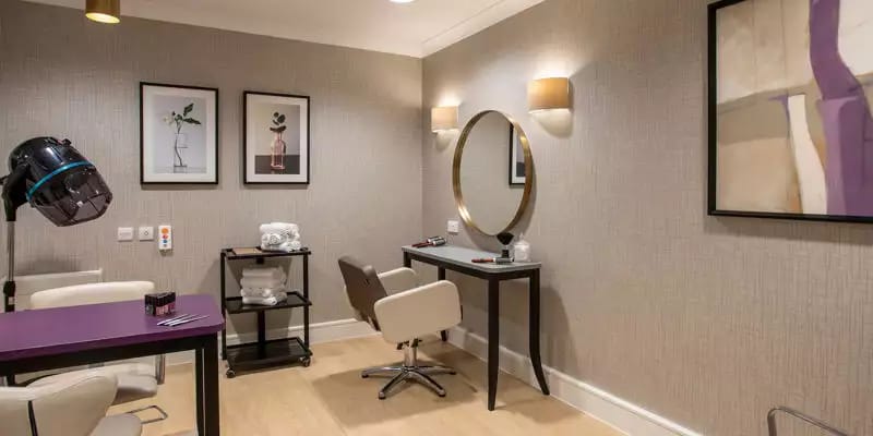 Interior view of a hair salon setup
