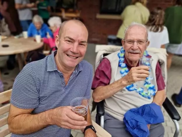 Residents enjoying a festive outdoor gathering
