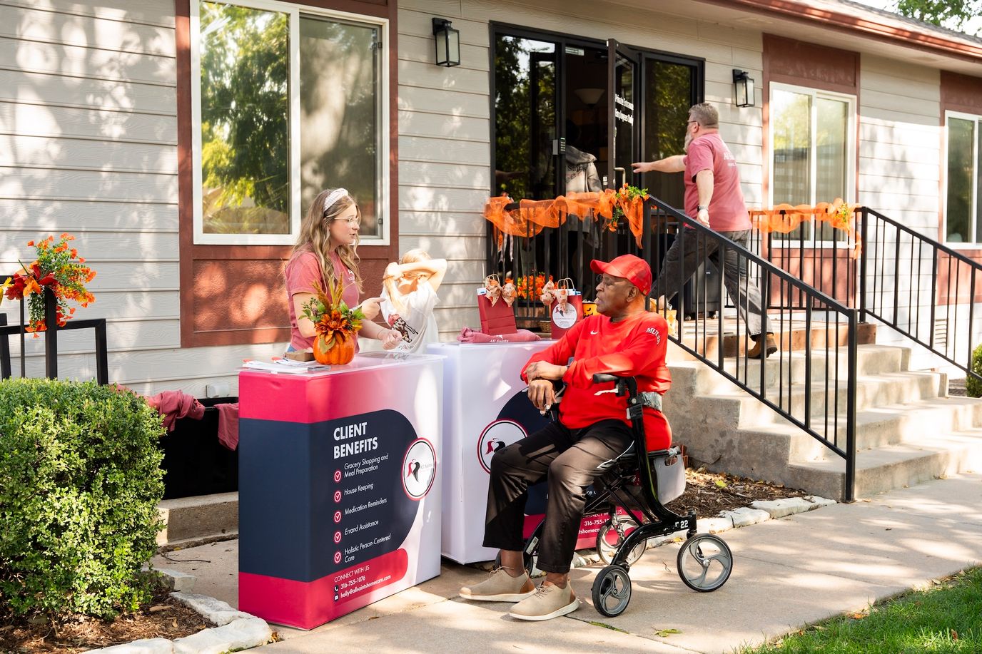 Residents interacting outside the facility during an event